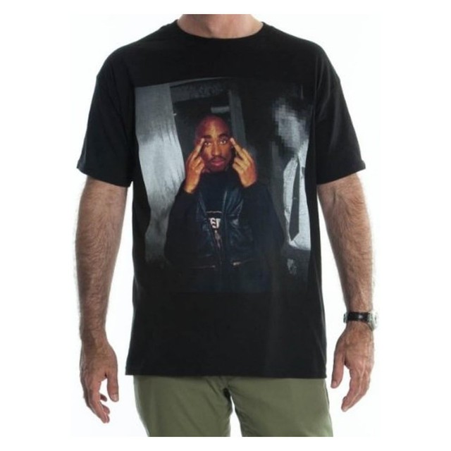 Tupac Shakur Cop the Bird Black Mens T-Shirt 2Pac Rap Hip Hop Tee S-2XL NWT