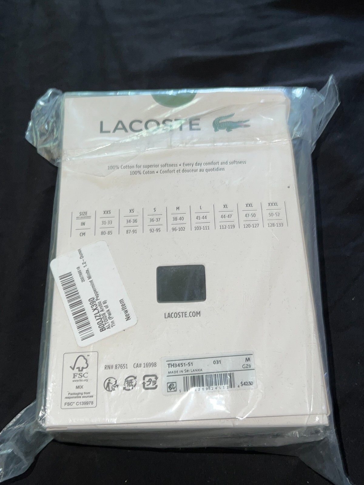 Lacoste Men Essentials 3 Pk Regular Fit Crew Neck T-Shirt Black TH3451-51 031