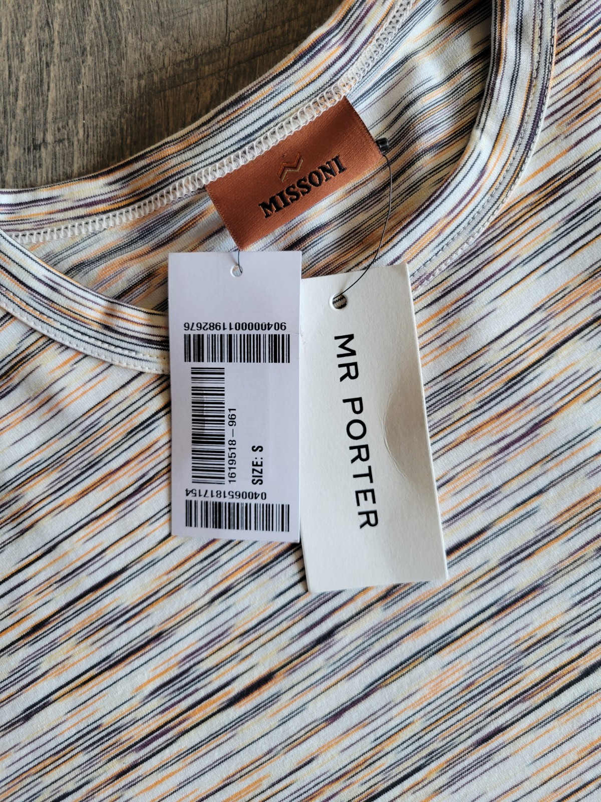 Missoni Space Dye Knit T Shirt S Striped Orange Black 100% Cotton Jersey Romania