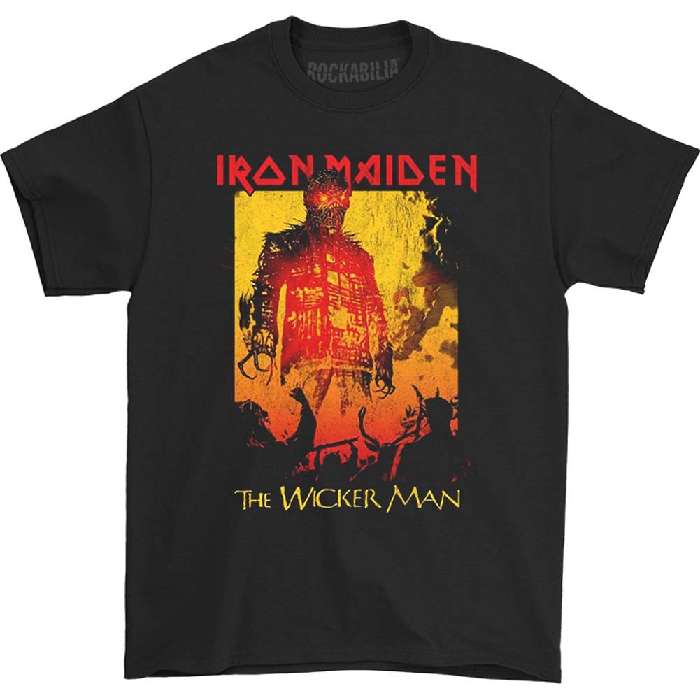 Men&rsquo;s Iron Maiden The Wicker Man Fire Slim Fit T-shirt Medium Black