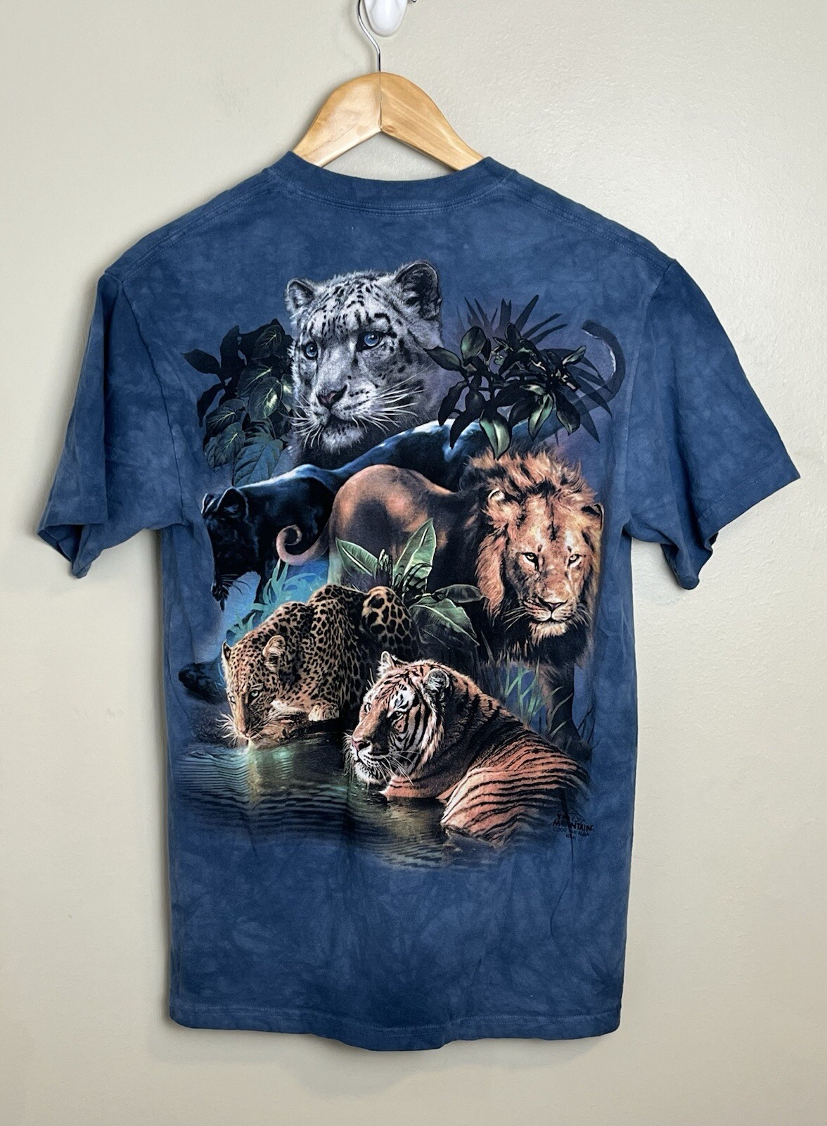 Vintage Tie Dye Shirt Sz Small Big Cats Lion Leopard Tiger Panther Delta Tag