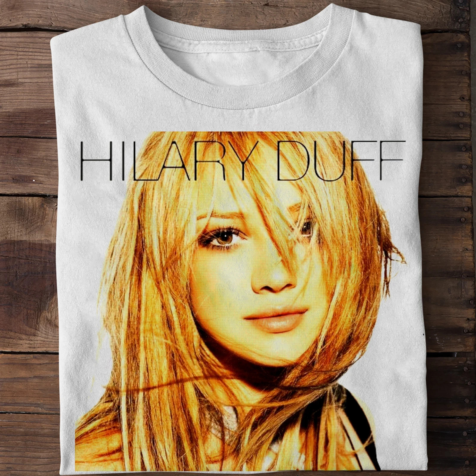 Hilary Duff Vintage Singer Graphic Shirt White Tee S-5XL