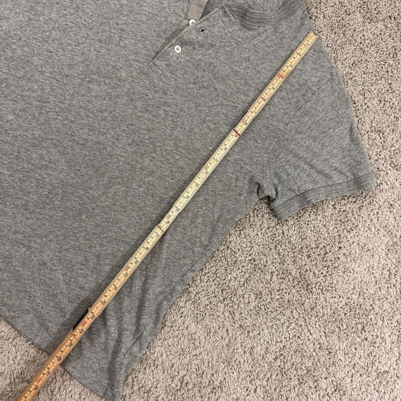 J Crew Field Knit Henley Shirt Mens Large Gray Short Sleeve 100% Cotton