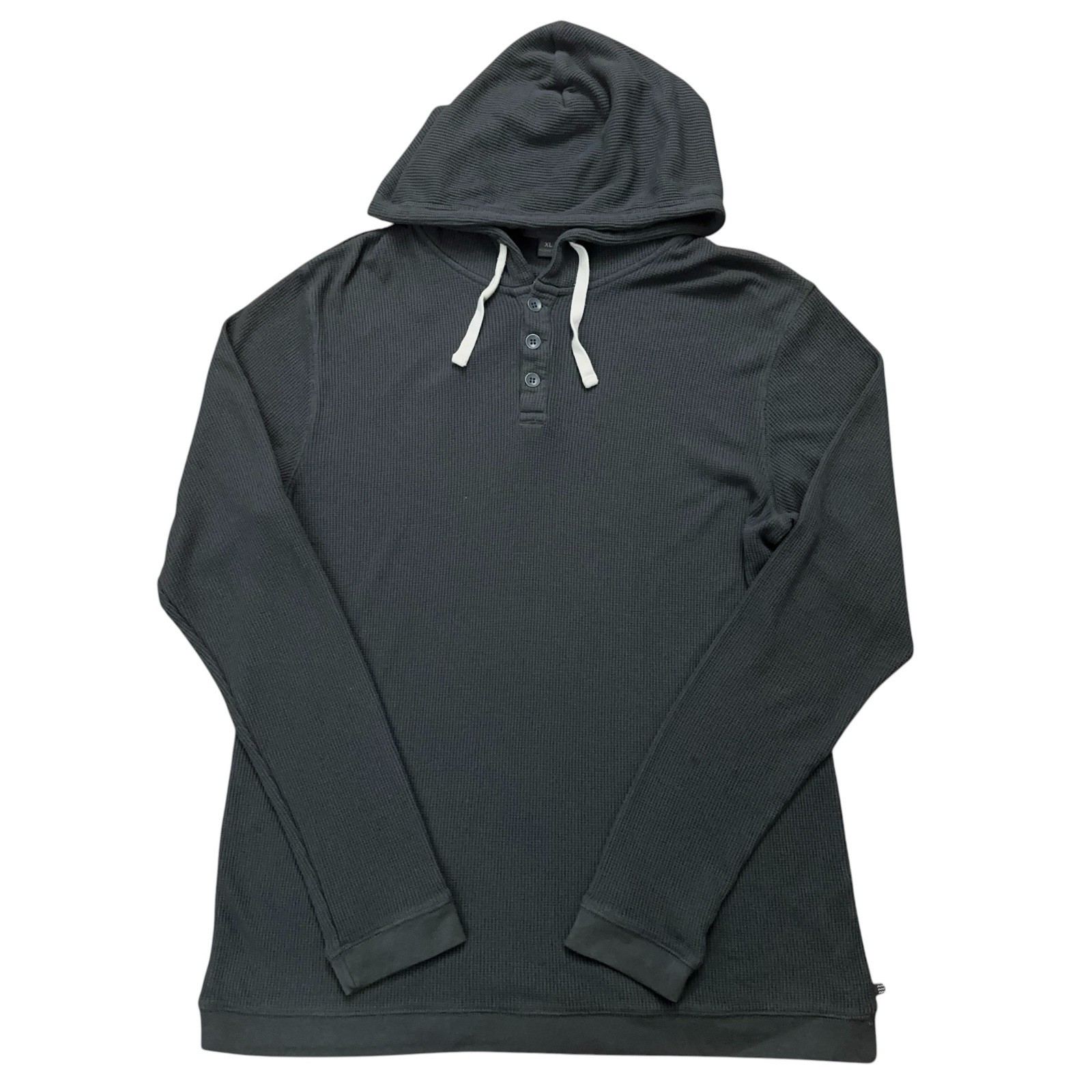 Free Fly Thermal Henley Hoodie Mens XL Pullover Drawstring Bamboo Stretch Green