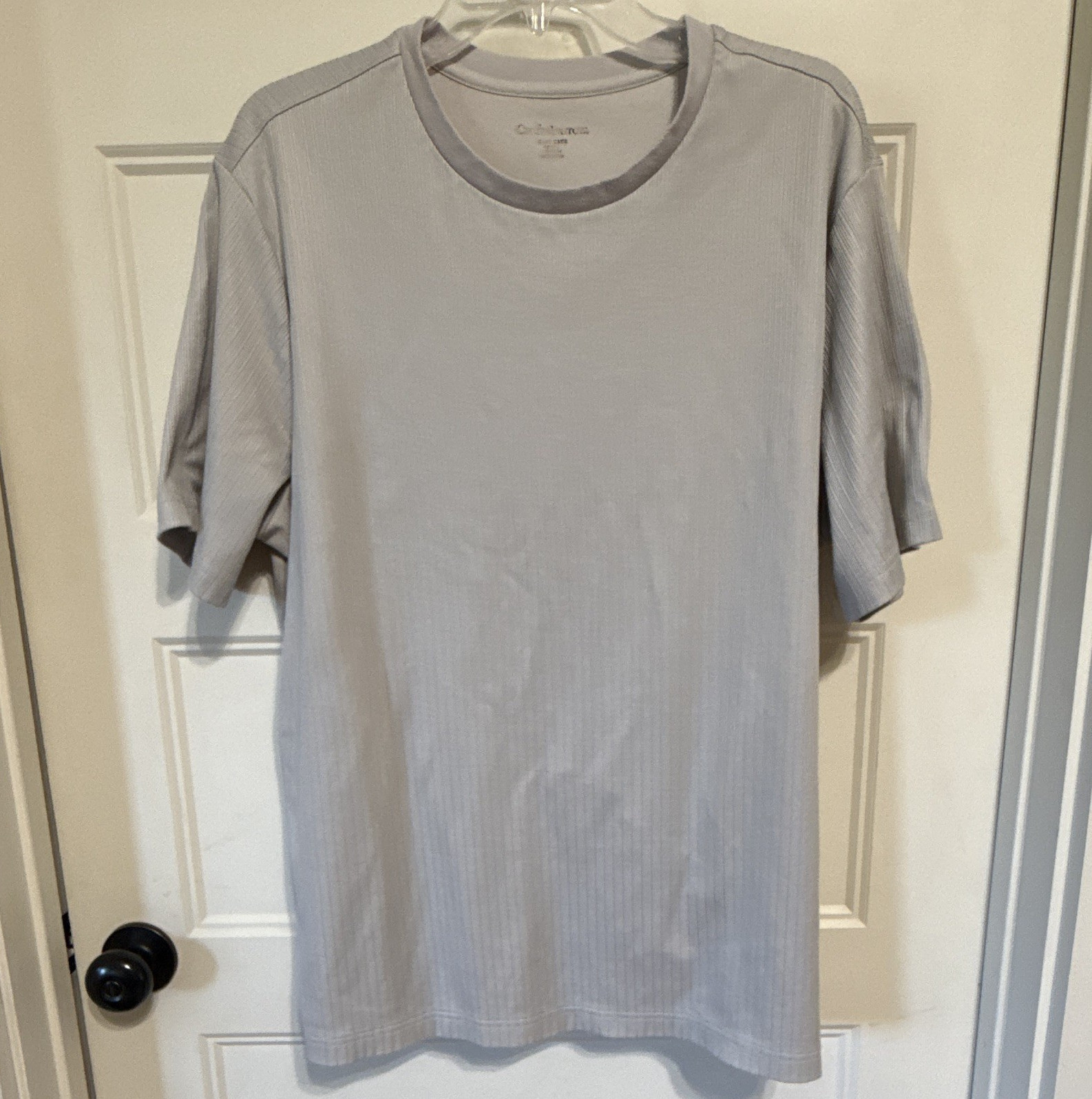 Croft & Barrow Knit T‑Shirt, Men’s 2XL, Ribbed Crew Neck, Short Sleeve, Gray