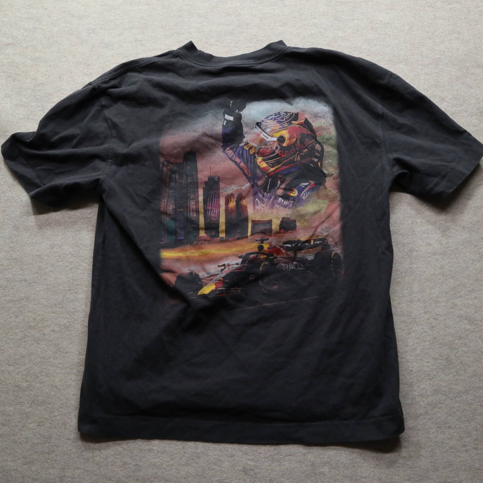 Hollister Red Bull Racing T-Shirt Large Boxy Fit Modern F1 Graphic Tee Black
