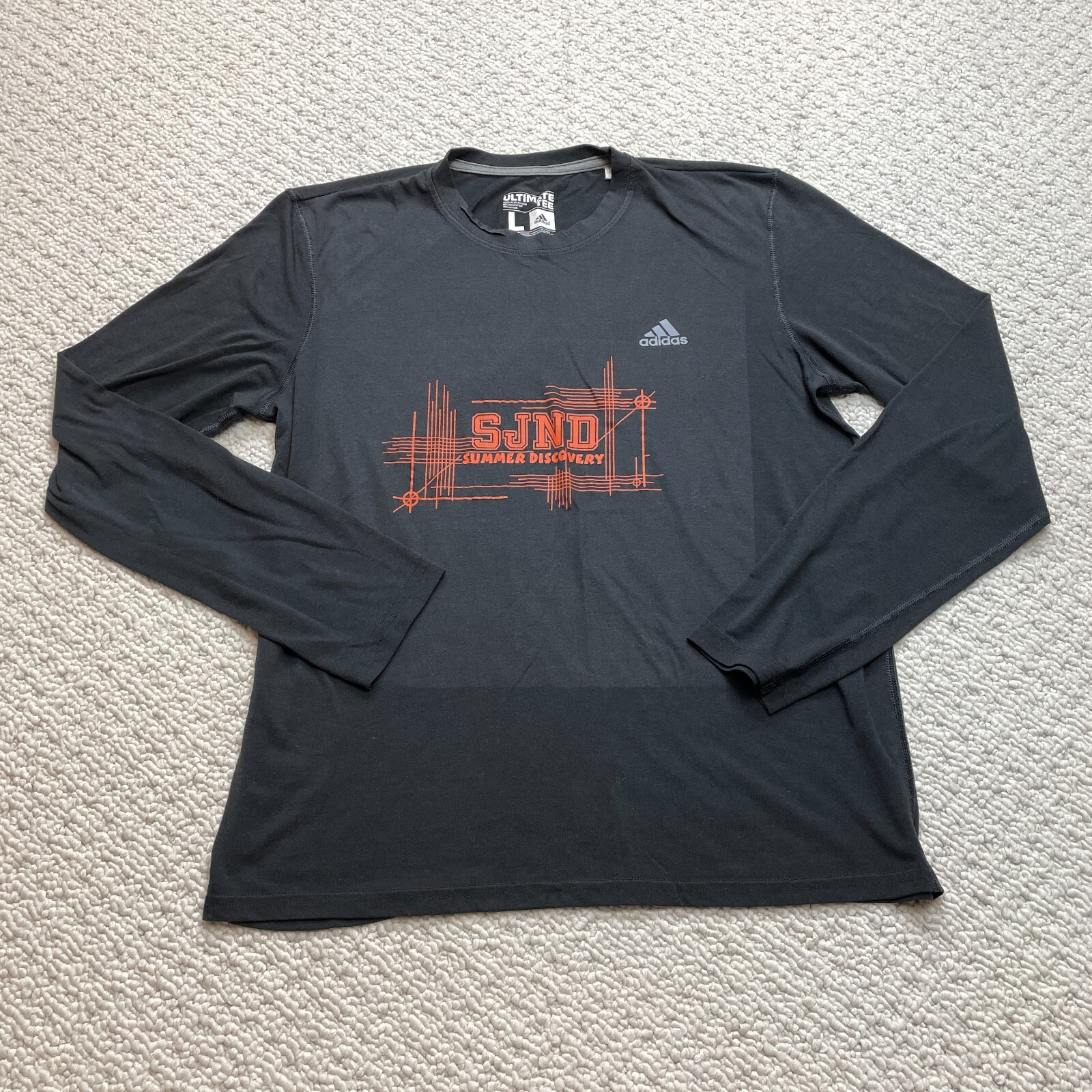 Adidas Ultimate Tee Shirt Mens Large Black SJND Summer Discovery Long Sleeve
