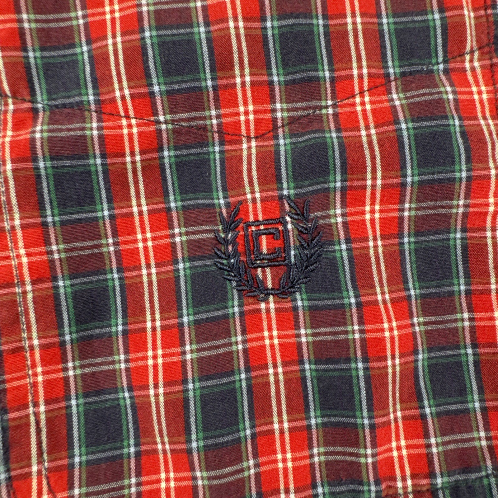 Chaps Plaid Button Down Shirt Mens M Red Blue Long Sleeve Easy Care Cotton Blend