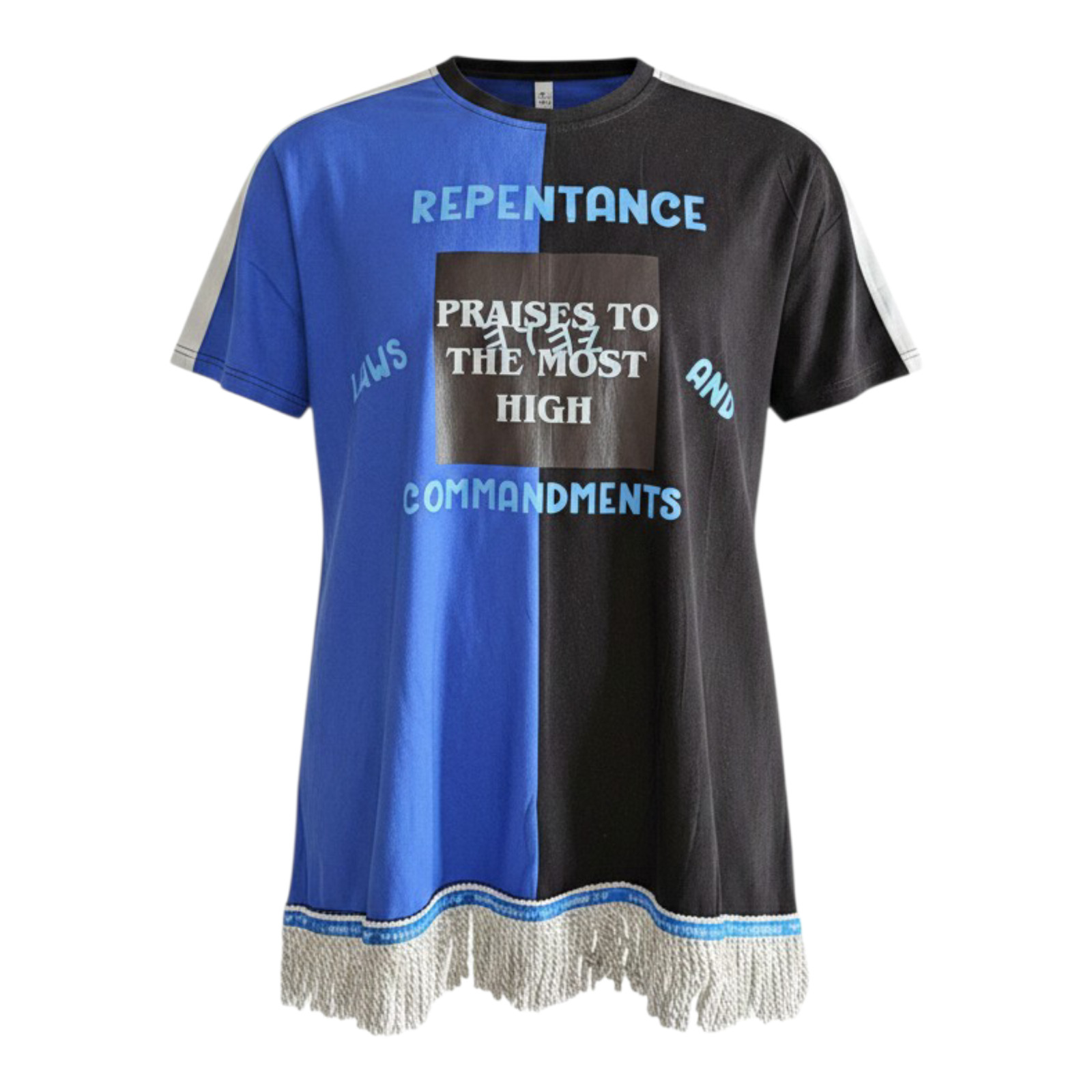 100% Cotton Two Tone Blue/Black Repentance, Laws and Commandments All Praises