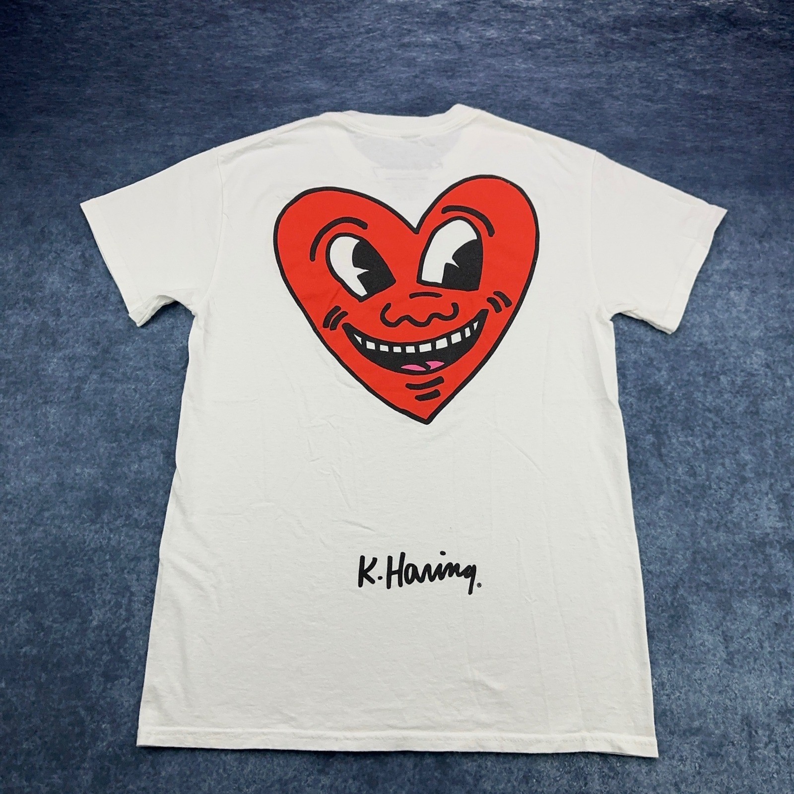 Keith Haring Ripple Junction White Heart Graphic Tee Shirt Mens Small S Pop Art