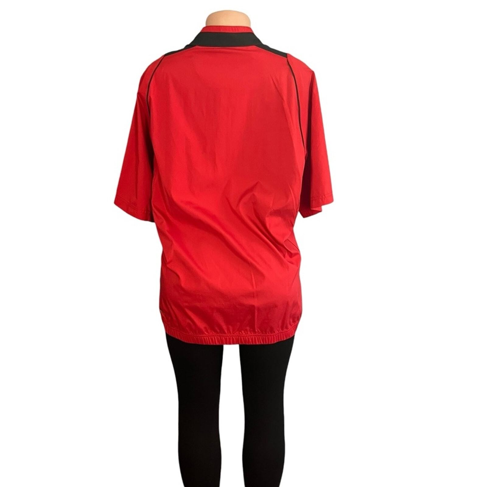 Adidas Wind Shirt Medium Red Golf Climaproof Breaker 1/4 Zip Short Sleeve Size M
