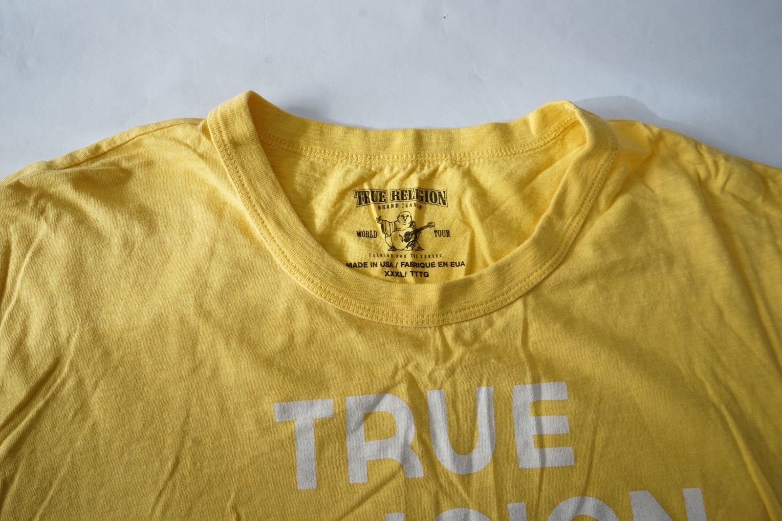 True Religion Yellow Hawaii Graphic Logo Crewneck Tee Men&rsquo;s XXXL
