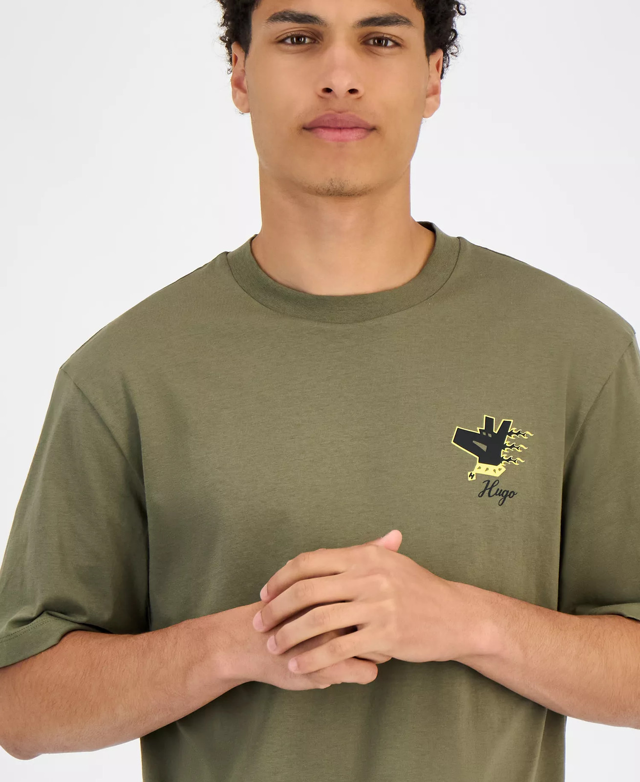 Hugo Boss Men&rsquo;s Nagulop Logo Graphic Cotton T-Shirt Green-Small