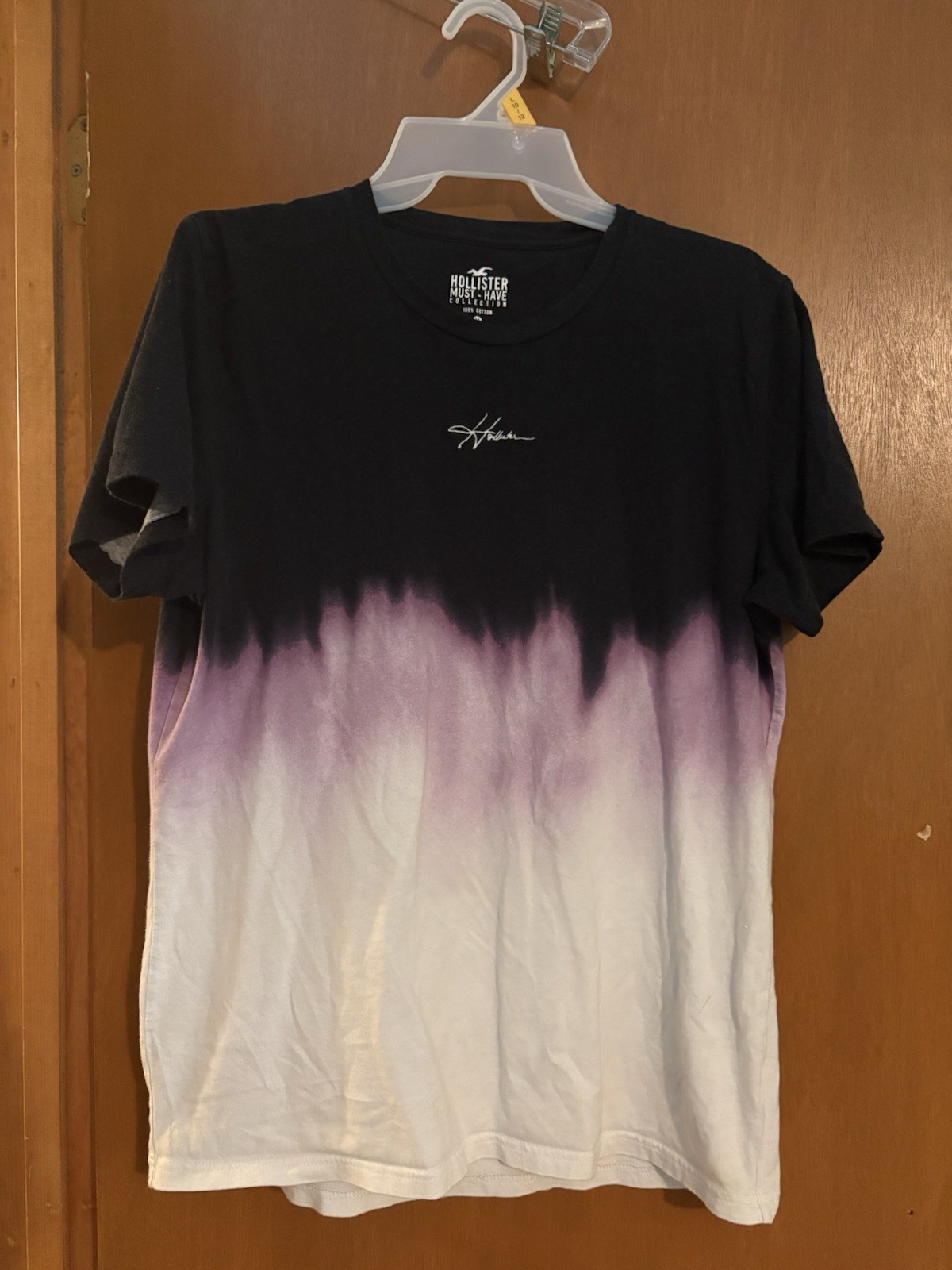 Hollister Must-Have Men&rsquo;s Black Purple White Tie-Dye Crew Neck T-Shirt M (3-83)