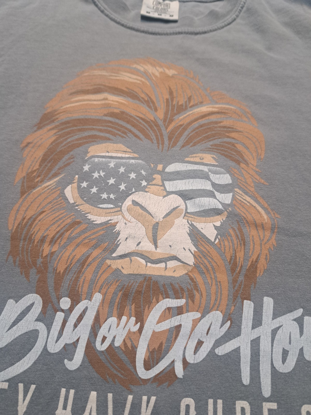 Kitty Hawk Surf Shop T Shirt Medium Gray Go Big Or Go Home Patriotic Surfer Tee