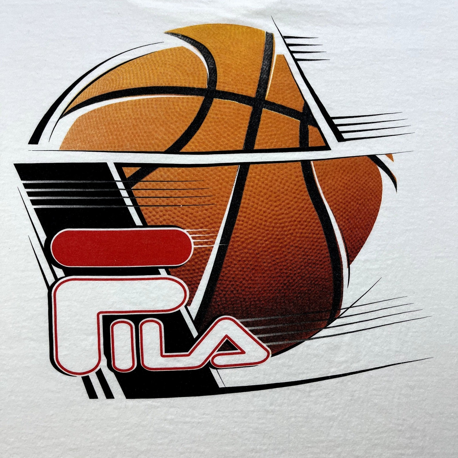 Vintage FILA Basketball T-Shirt Adult XXL White Sportswear Sneakers Made USA 90s