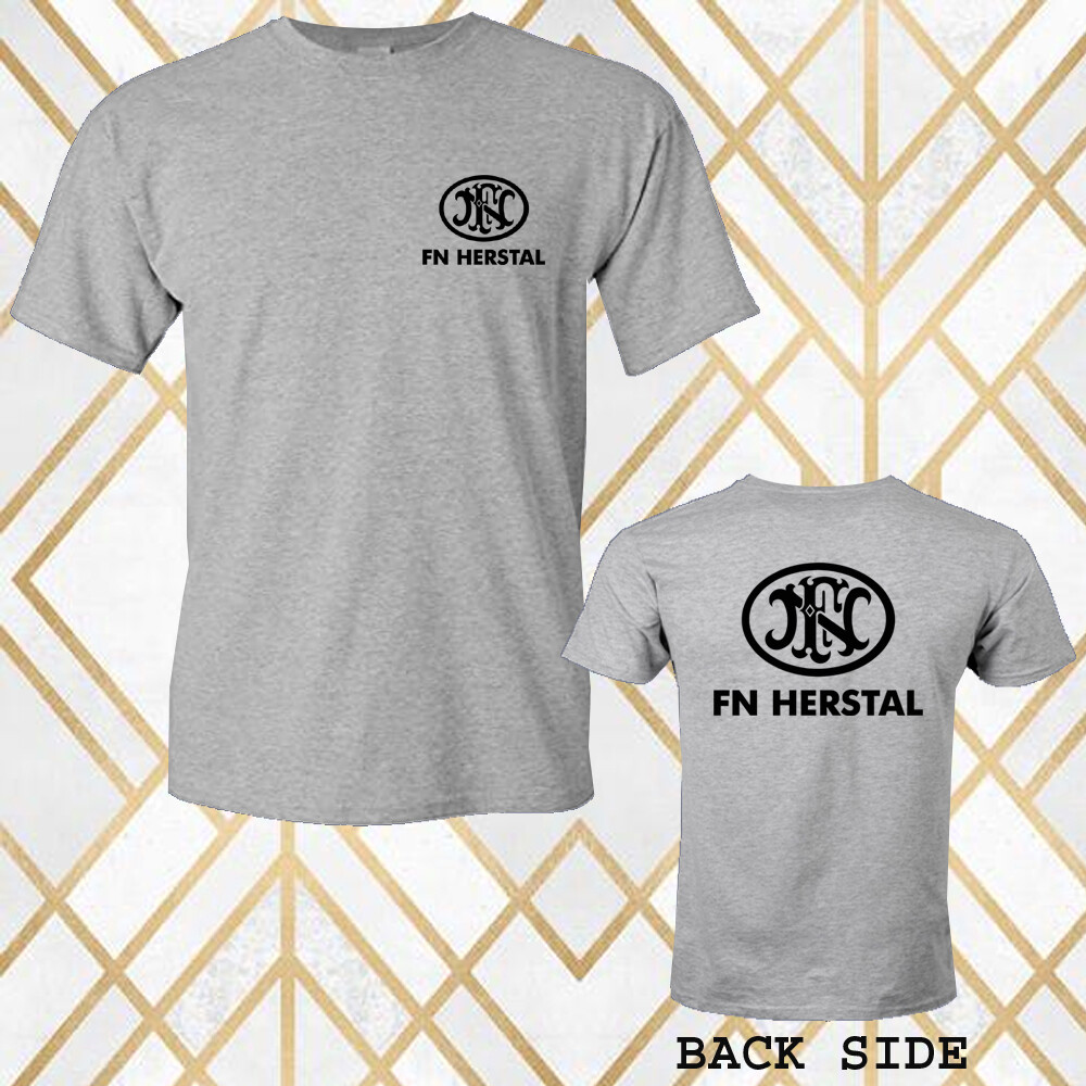 FN Herstal Firearms Guns Men&rsquo;s Gray T-Shirt Size S – 3XL