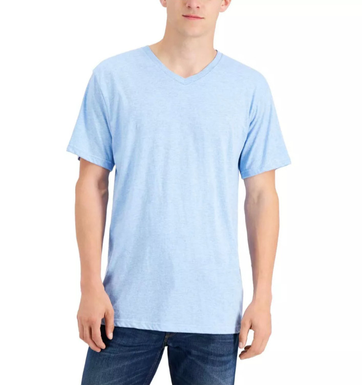 Alfani Men&rsquo;s Size Medium Solid T-Shirt Ocean Heather Light Blue 100% Cotton NWD