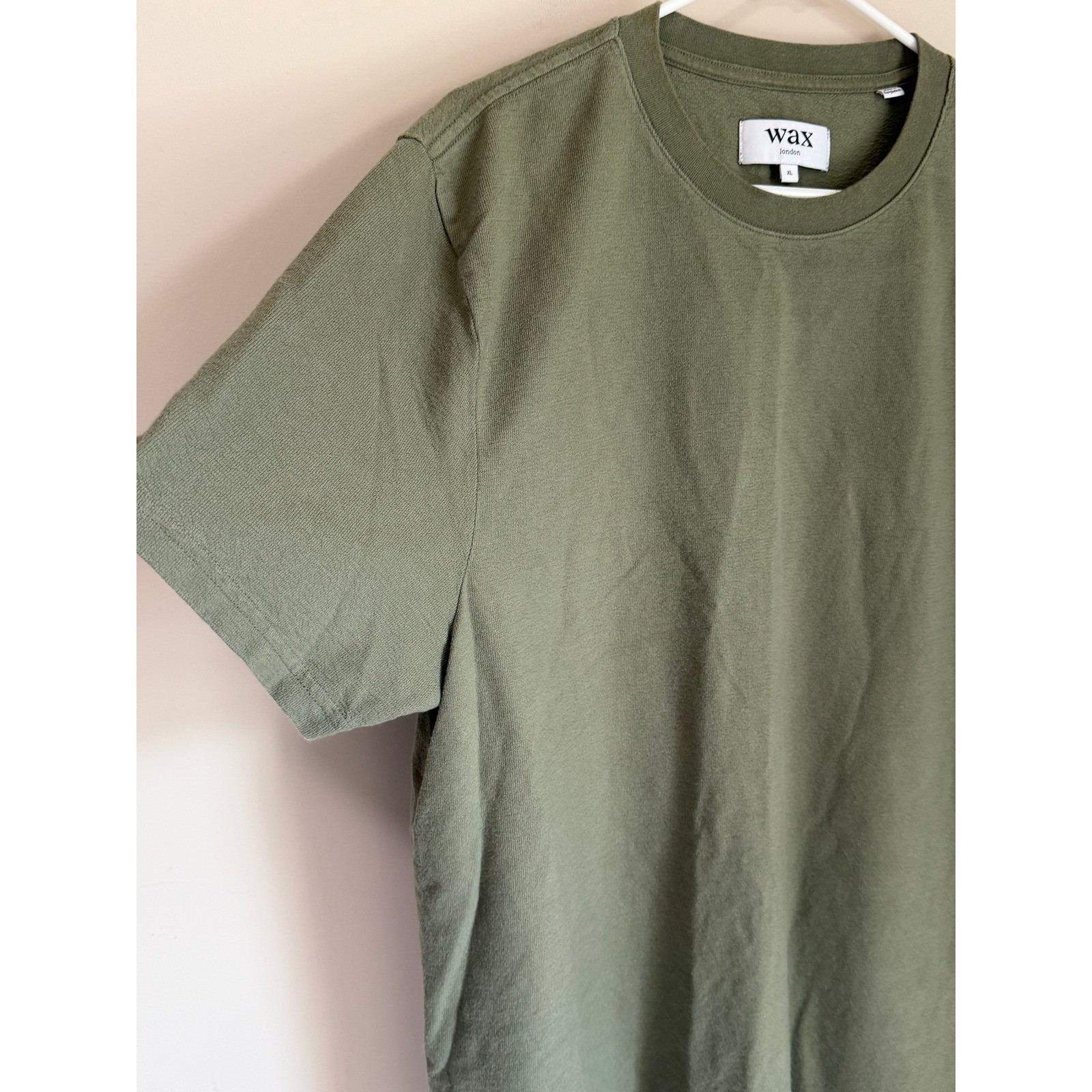 Wax London Dean T-Shirt Mens XL Olive Green Organic Cotton Crewneck Boxy