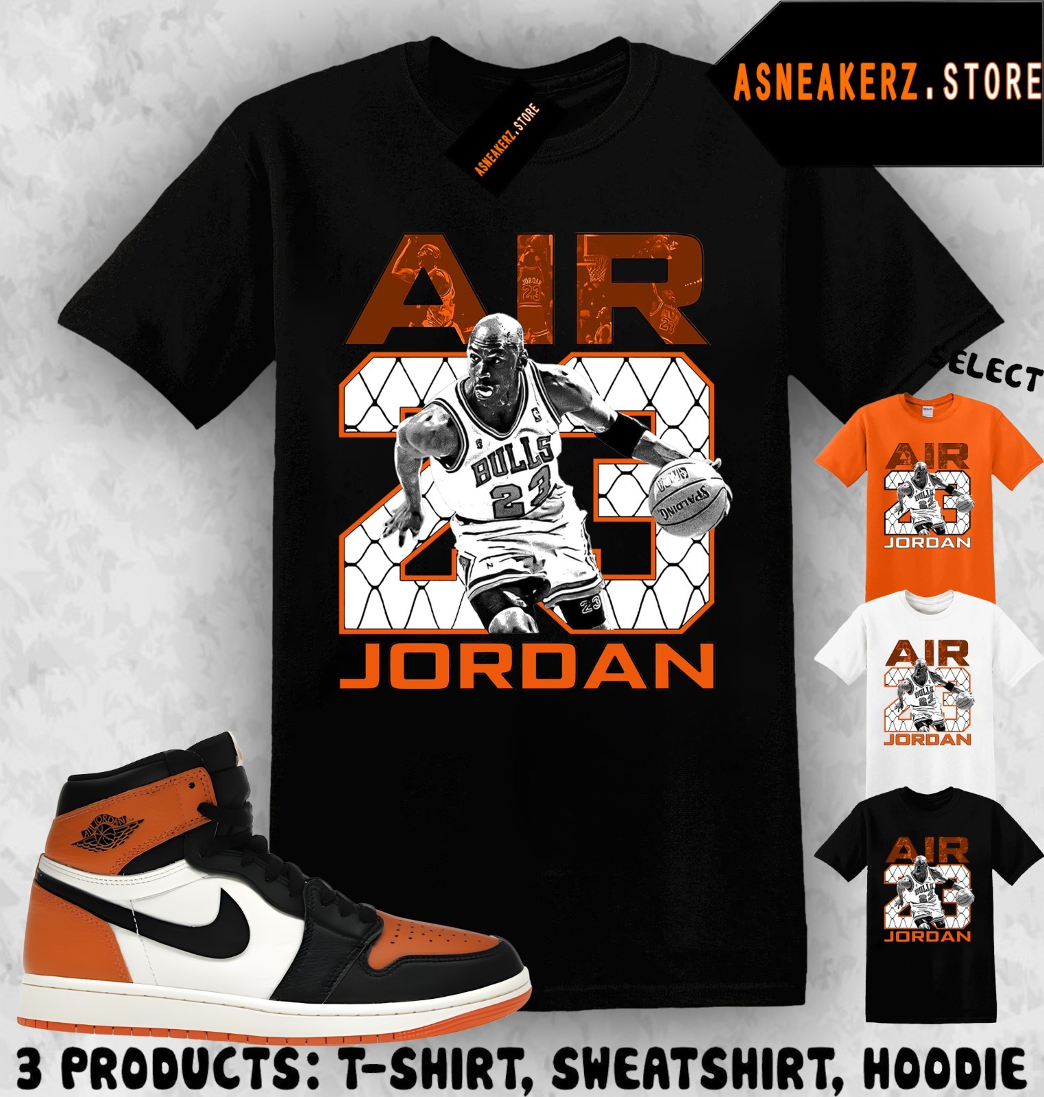 Shirt Matching AJ 1 High OG Shattered Backboard Match Sneaker Vintage Air MJ 23