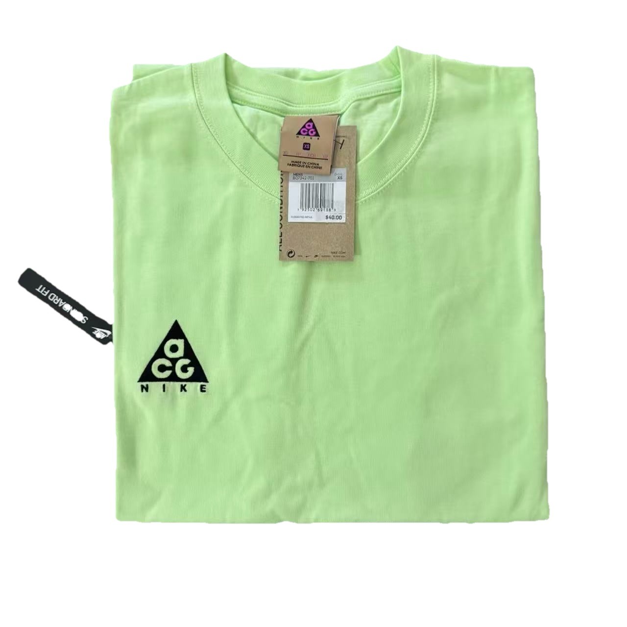 Nike ACG Logo Tee Barely Volt T-Shirt BQ7342-701 Size XS