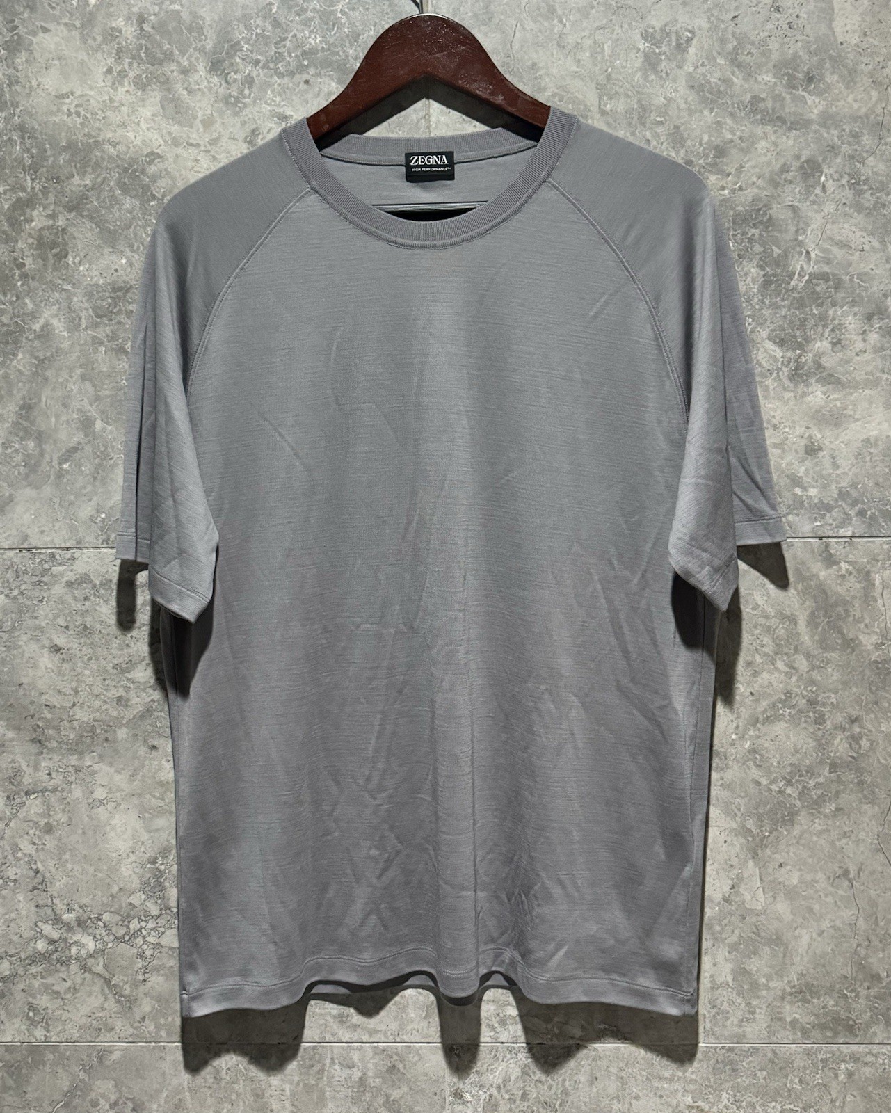 ZEGNA Men’s ‘High Performance’ Wool T-Shirt Light Grey Size XXL / 2XL $920+ NEW