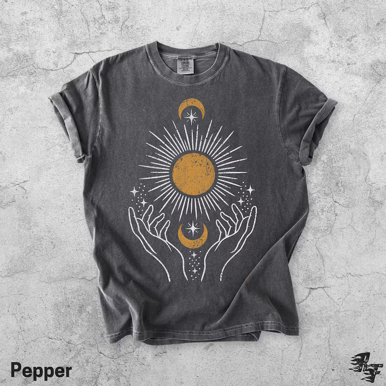 Celestial Sun Moon Mystical Comfort Tee Cosmic Galaxy Gift