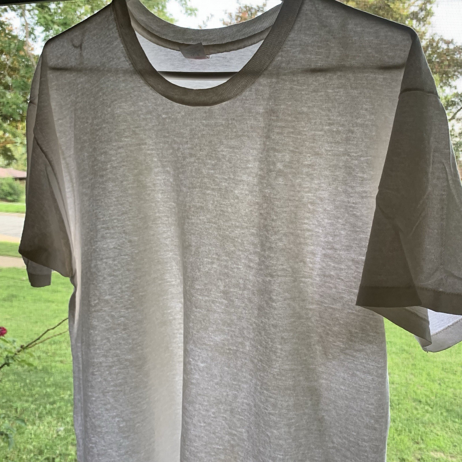 Vintage 90s Hanes Blank White T Shirt L/XL Worn Distressed Single Stitch USA