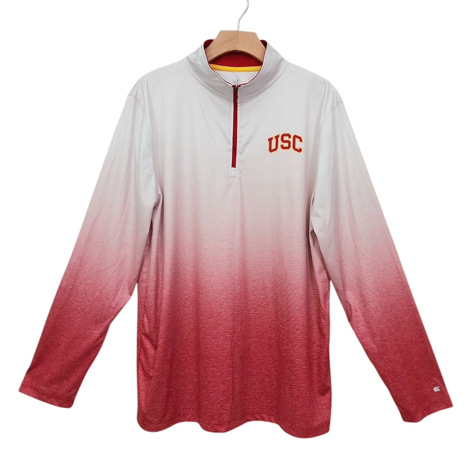 Cardinal USC Trojans Windshirt Colosseum Mens Large White 1/4 Zip Athletic