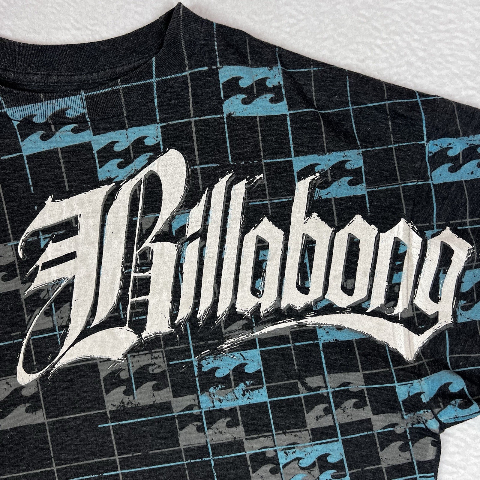 Billabong Shirt Men&rsquo;s Large Grey Y2K Surf Skate Grunge Spell Out Tee