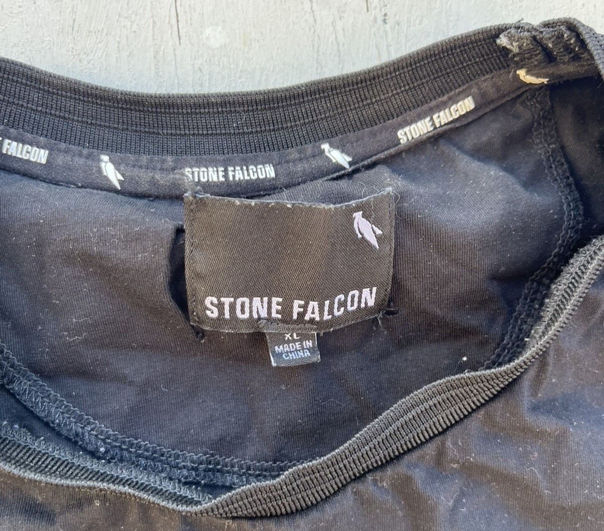 Men&rsquo;s Stone Falcon T-Shirt Black Logo XL Preppy City Modern Street Embroidery