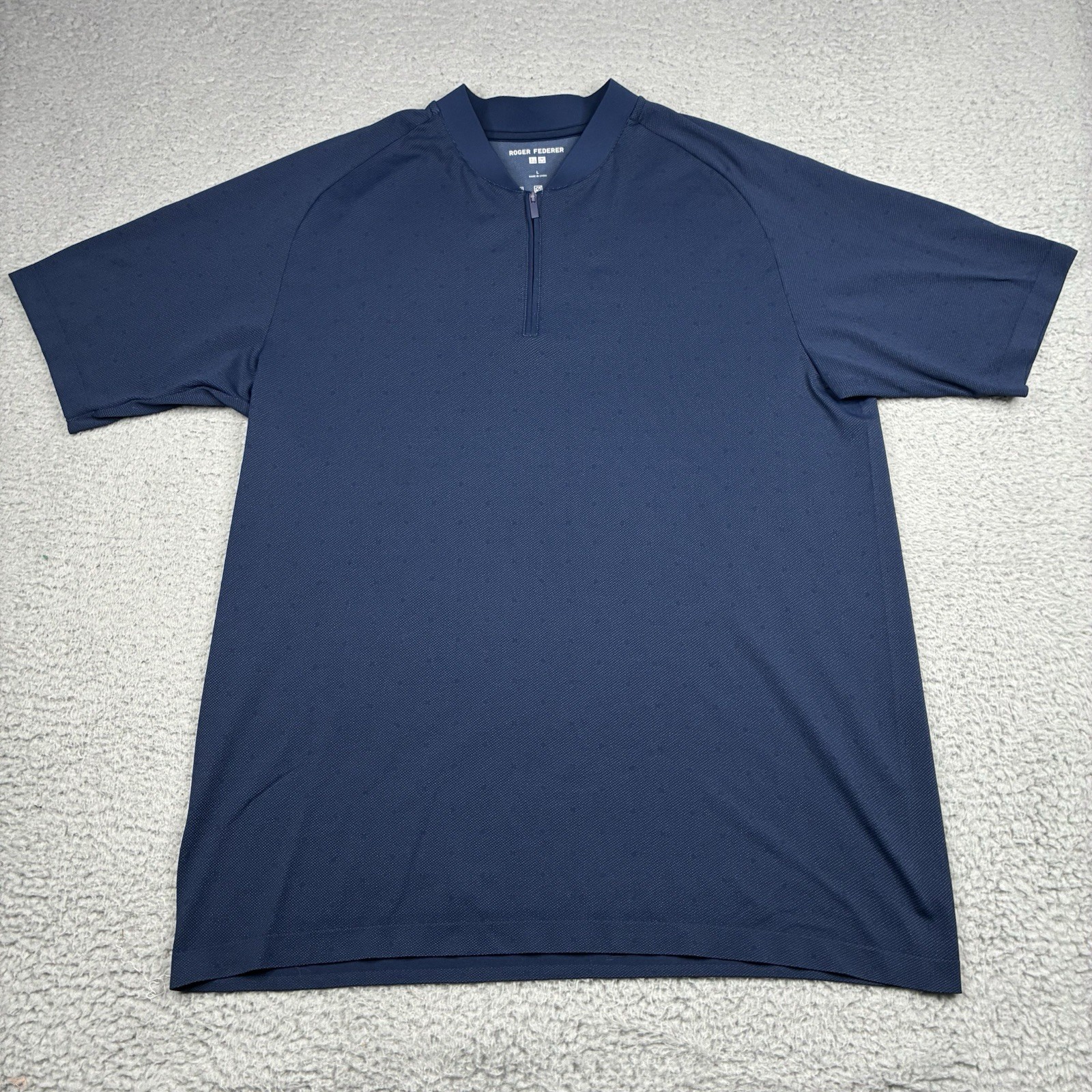 Uniqlo Roger Federer Tennis Shirt Men’s Large Blue 1/4 Zip Performance Henley