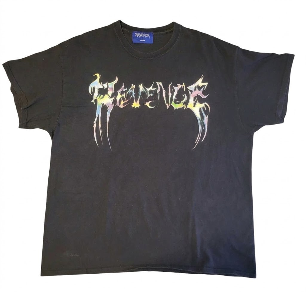 Revenge Gallery Metallic Logo T-Shirt Black XL Goth Punk Cotton Streetwear Men