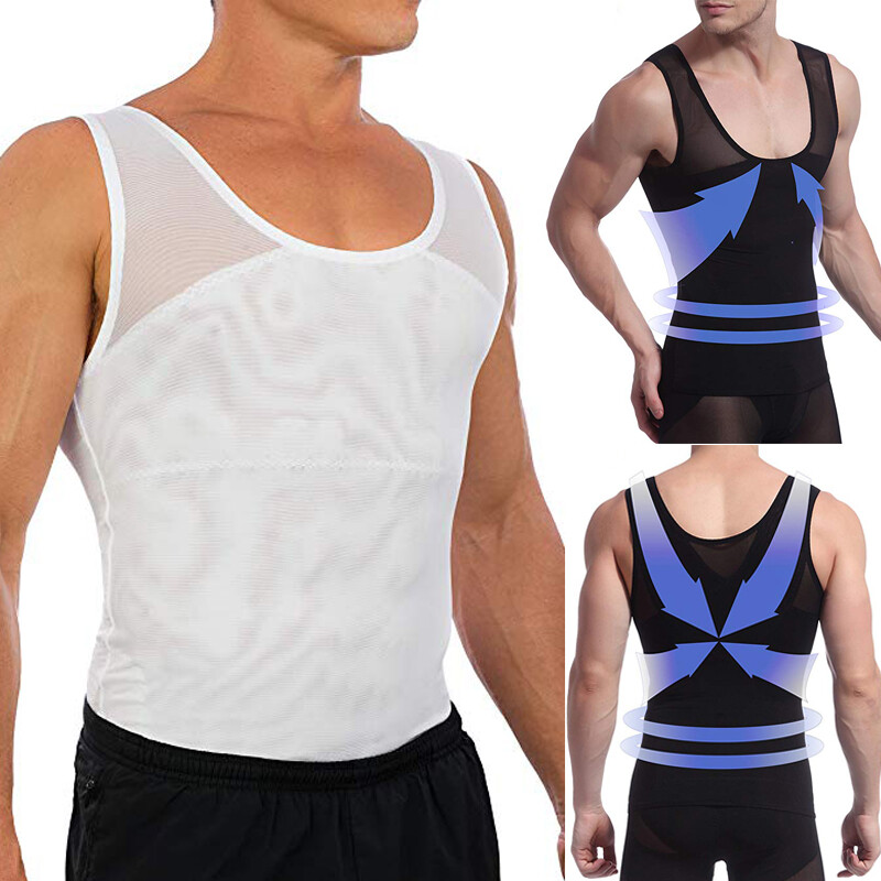 Camisa de compresión de pecho para hombres para ocultar moobs de ginecomastia