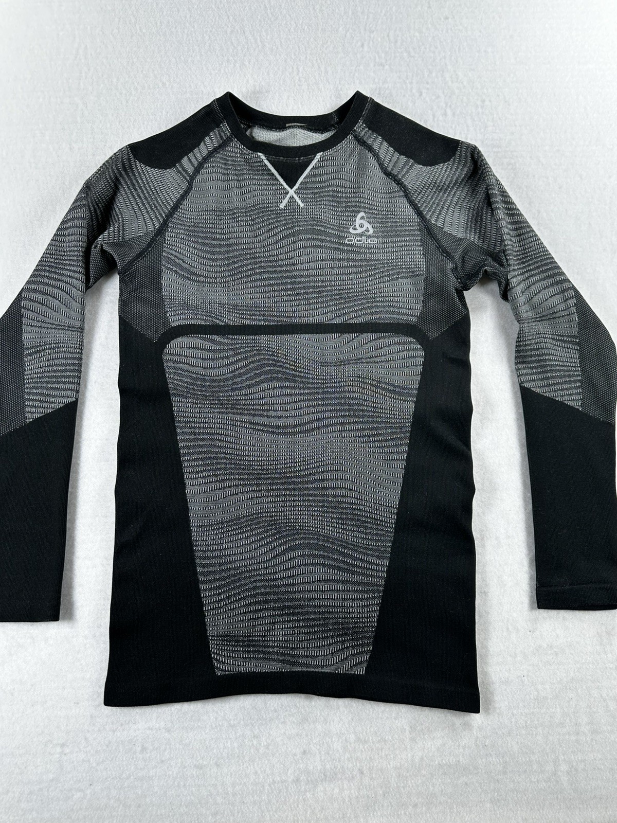 ODLO Base Layer Performance Light Fitted Long Sleeve Striped Men Women Large