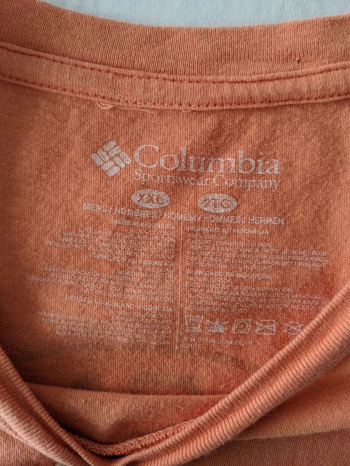 COLUMBIA PFG T-shirt 2XL « No Luck All Skill » Orange Double-Sided S/S Size XXL
