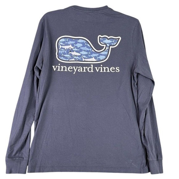 Vineyard Vines Navy Whale Logo Graphic Casual Preppy Style Wear Shirt Mens XS