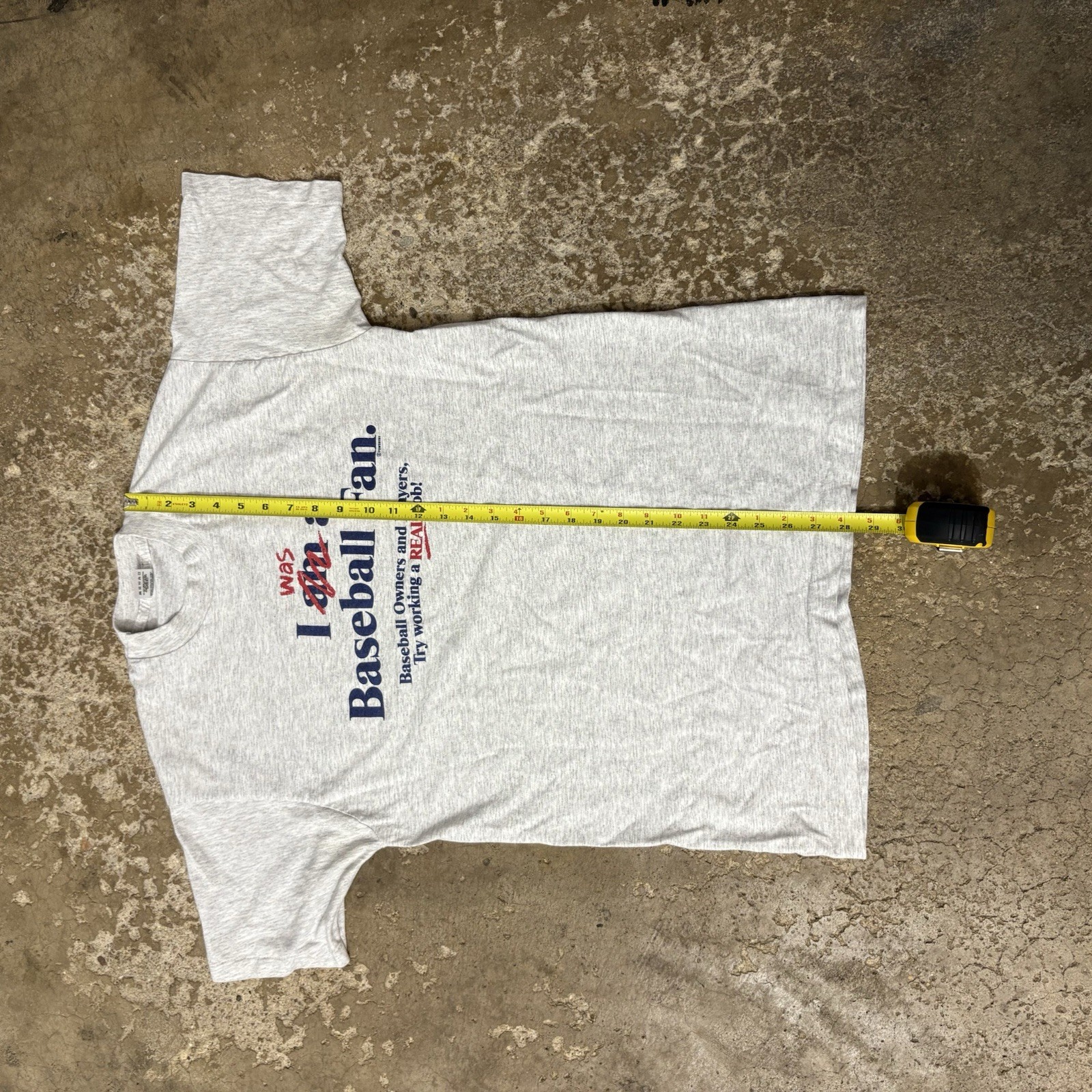 Vintage 90s MLB Baseball Strike T-Shirt I Was A Baseball Fan Made in USA Size L