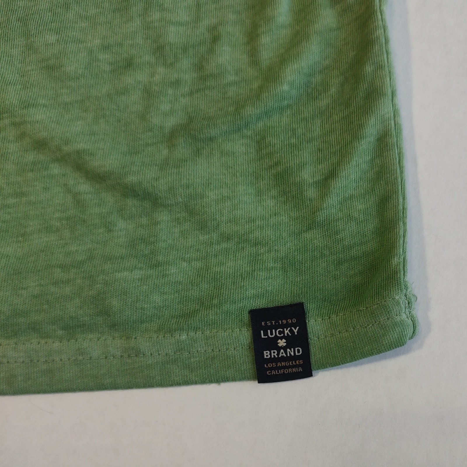 Lucky Brand Venice Burnout Henley Shirt Mens XL Green Stretch Lightweight