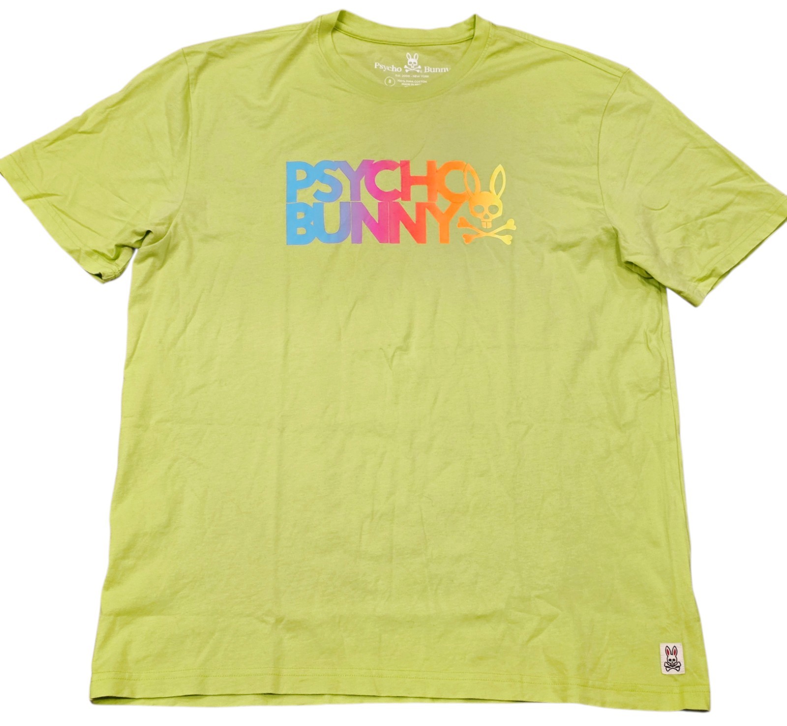 Psycho Bunny Sheffield Foil Crewneck Neon Green Men&rsquo;s Sz 8 2XL