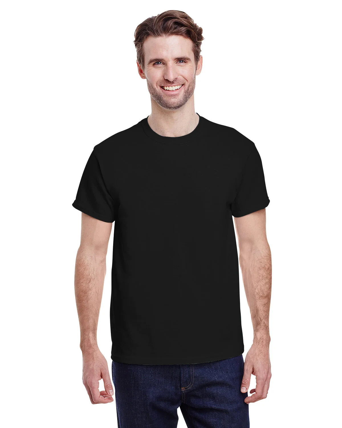 NEW LARGE Black Gildan Heavy Cotton 100% Cotton T-shirt G500 G5000