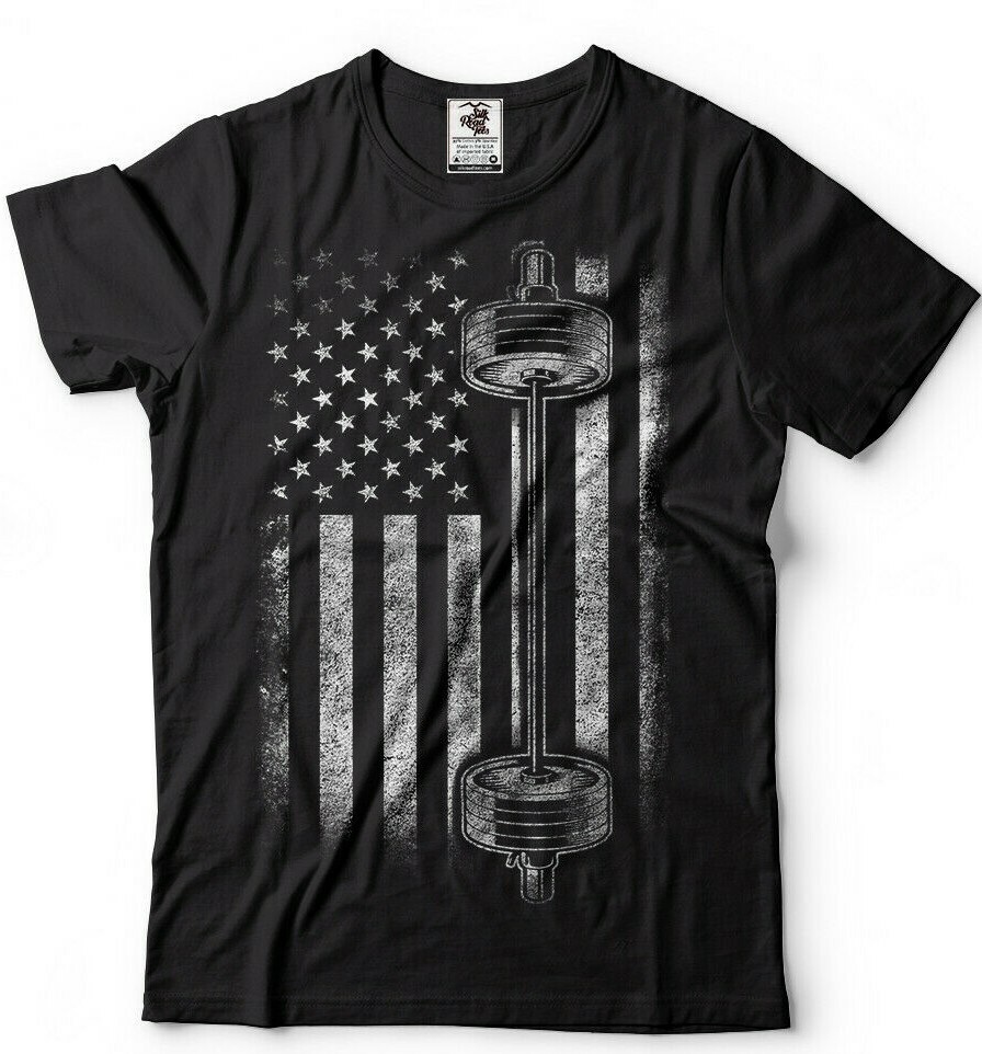 American Flag Gym and Fitness T-shirt Bodybuilding Weight Lifting Shirt