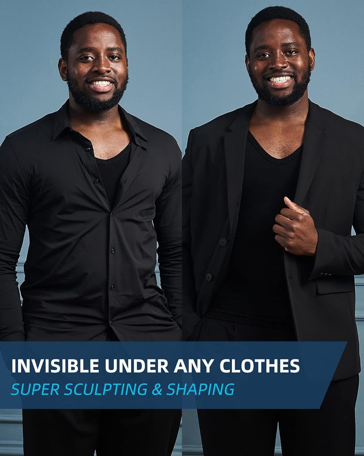 Men&rsquo;s Gynecomastia Undershirt V-Neck Chest Compression Shirts Slim Body Shaper