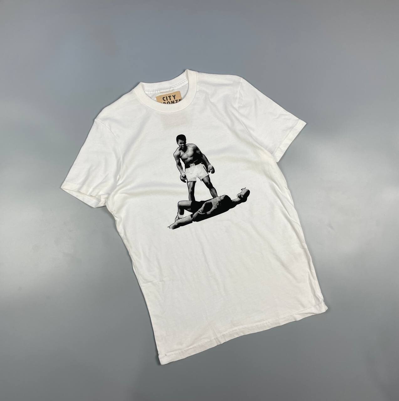Muhammad Ali Cassius Clay The Greatest Boxer City Bronze Men Shirt SZ M White