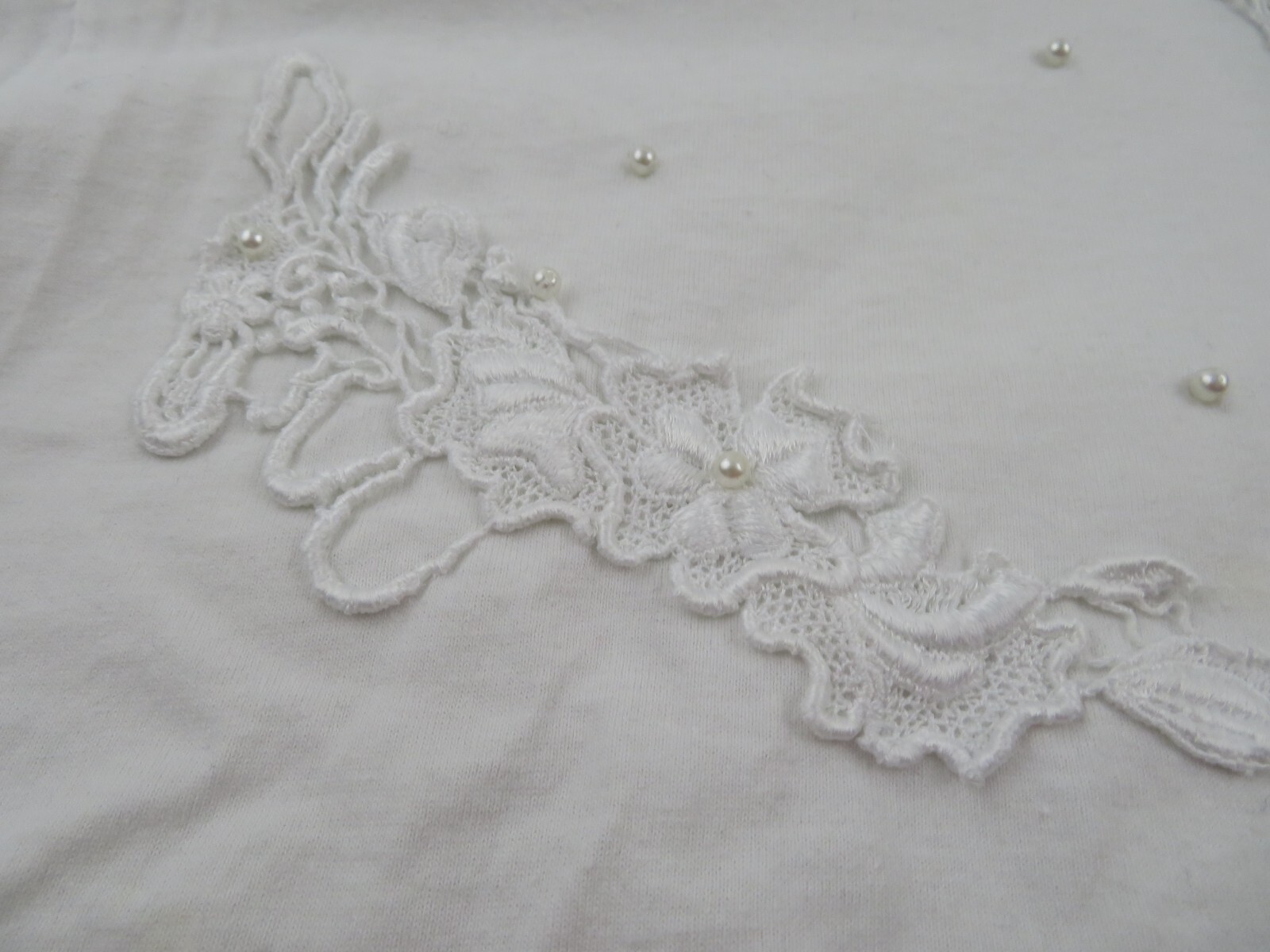 VTG 80s Oneita T-Shirt Mens XXL Single Stitch Lace Beads Embroidered 3D Graphic