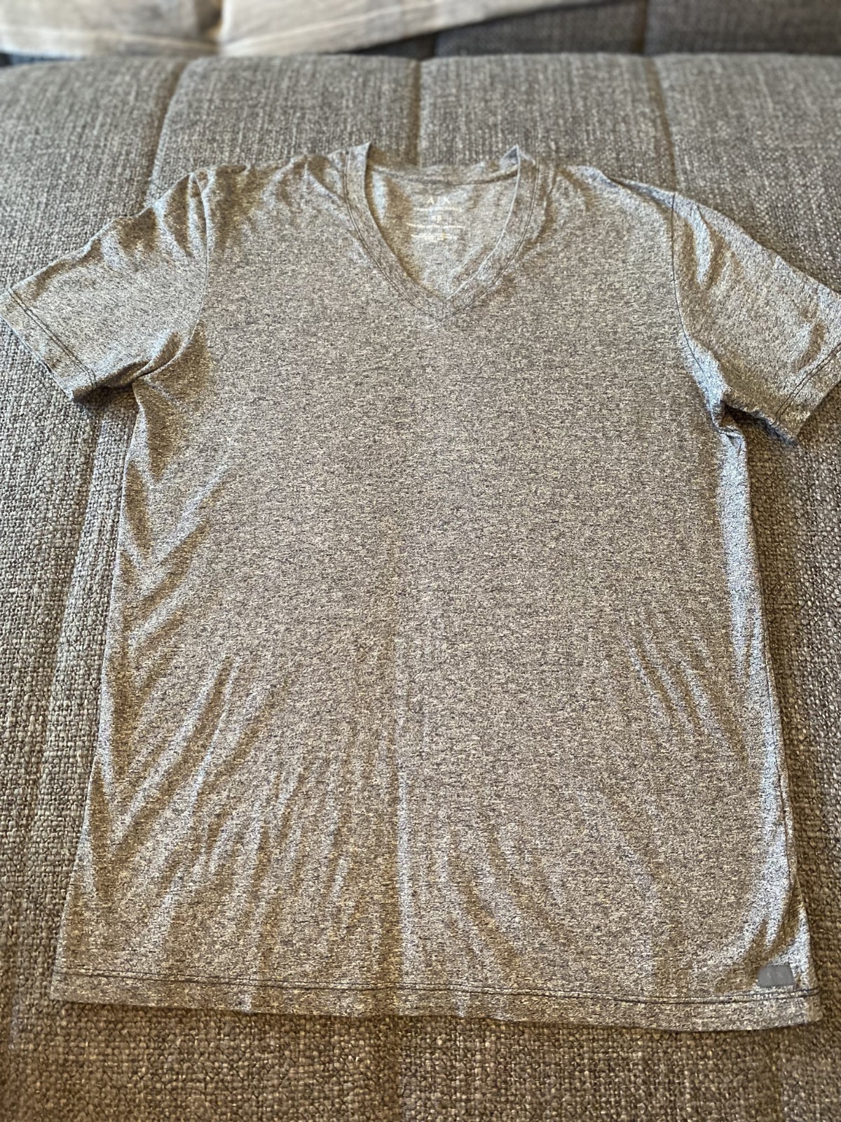 A|X Armani Exchange Men&rsquo;s XS Gray Pima Cotton V-Neck T-Shirt