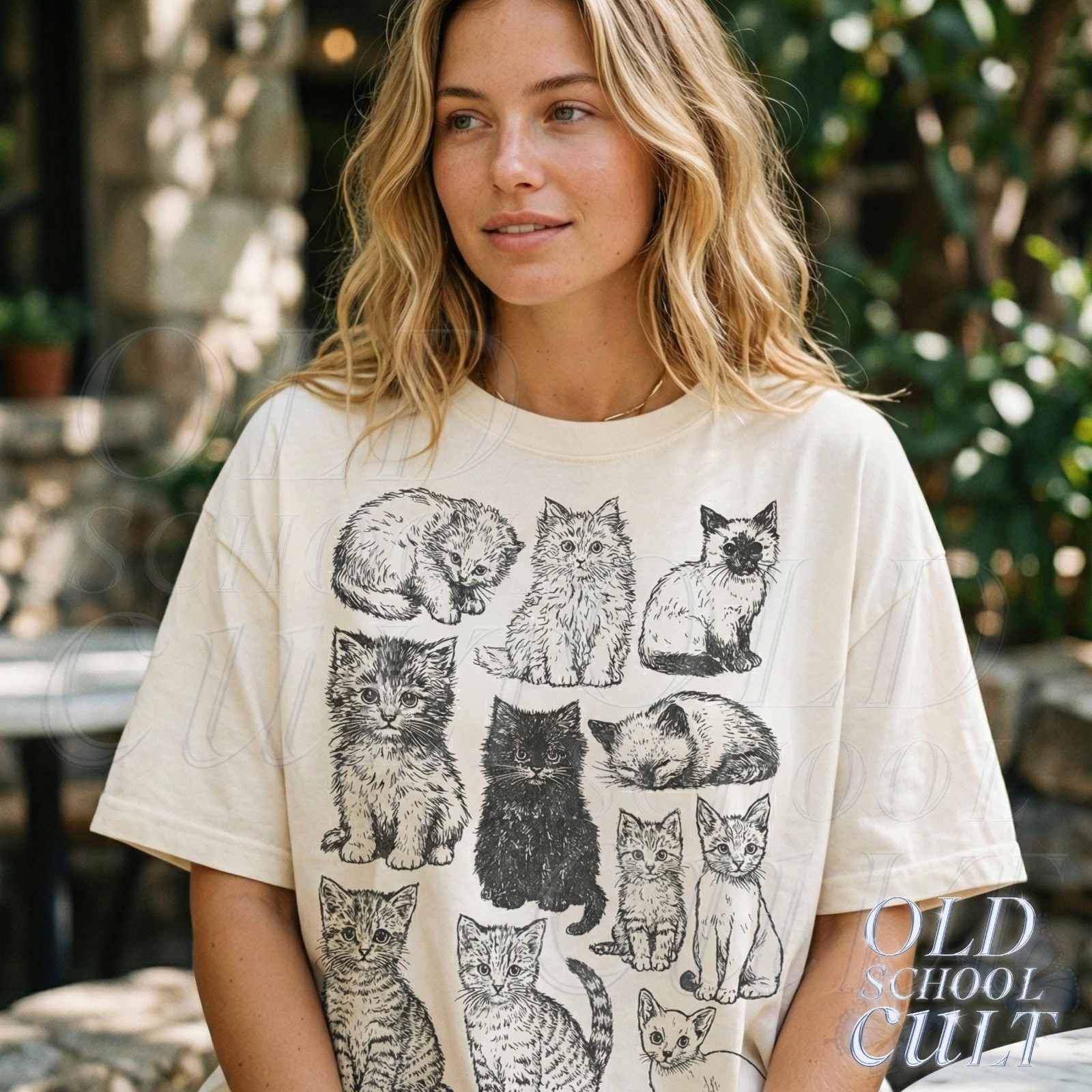 Vintage 90s Tattoo Cat T-Shirt Retro Y2K Kitten Graphic Cat Lover Gift Tee