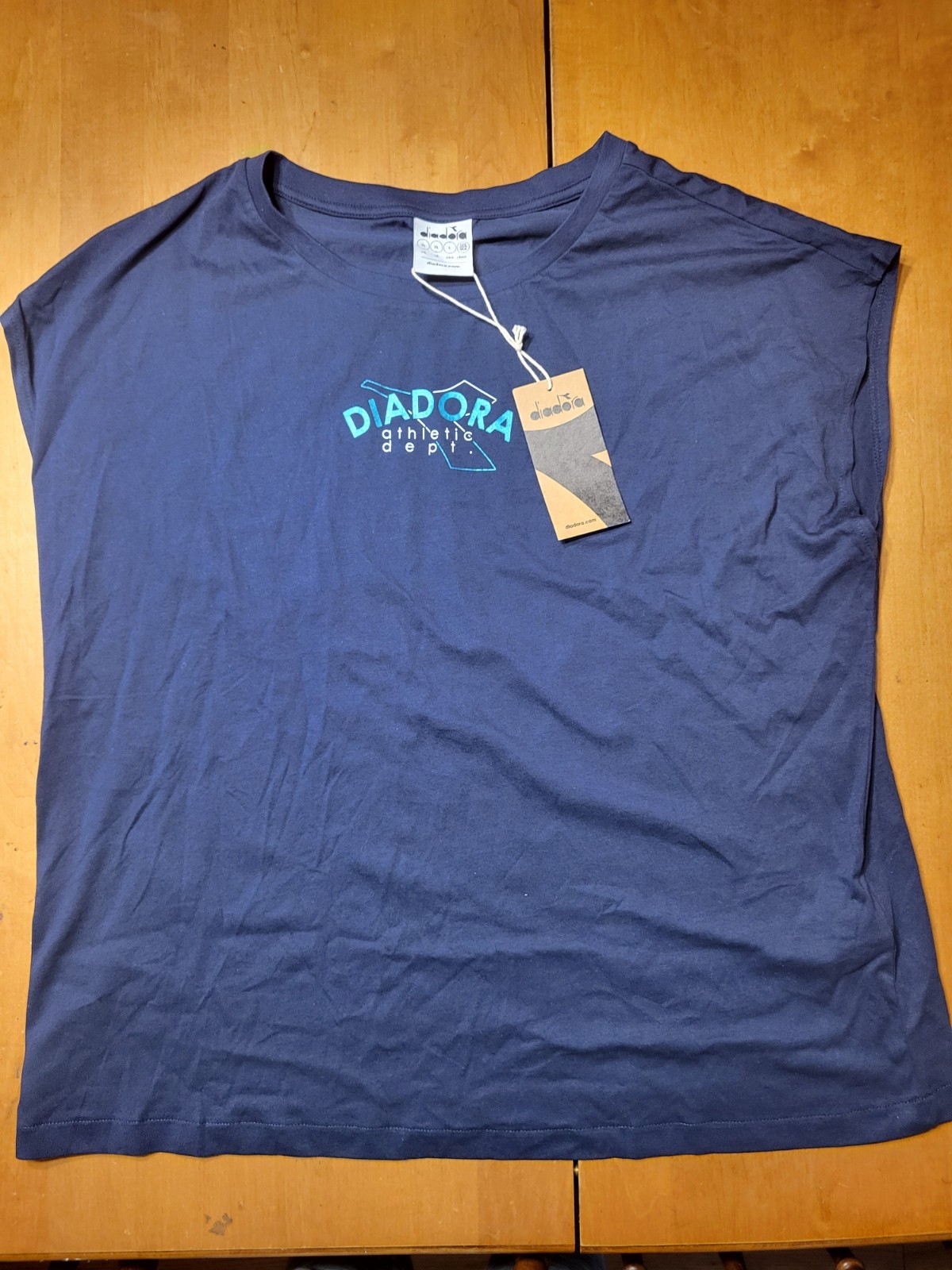 Diadora Short Sleeve Athletic Tshirt Tee Shirt Classic Navy Blue XL Italy Large