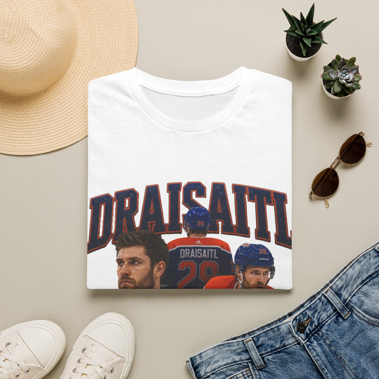 Leon Draisaitl Player Montage T-Shirt | Retro Sports Name Jersey Design
