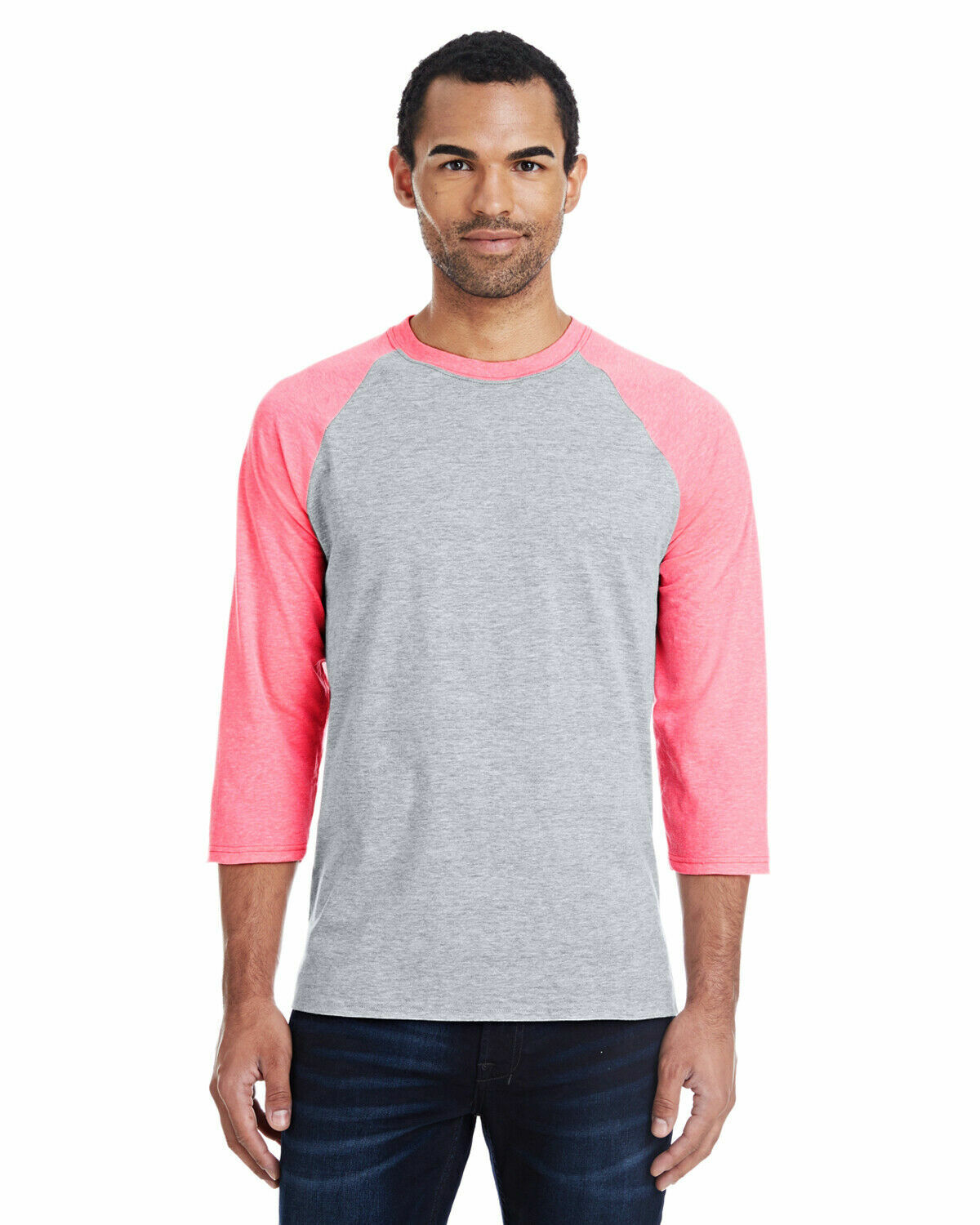 42BA Hanes Men&rsquo;s 4.5 oz, 60/40 Ringspun Cotton/Polyester X-Temp Baseball T-Shirt